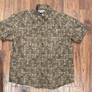 Men's Columbia Medium M Brown Patterned Casual Shirt